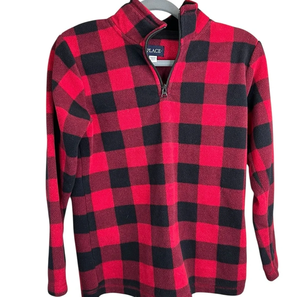 The Children's Place Red and Black Plaid Sweatshirt